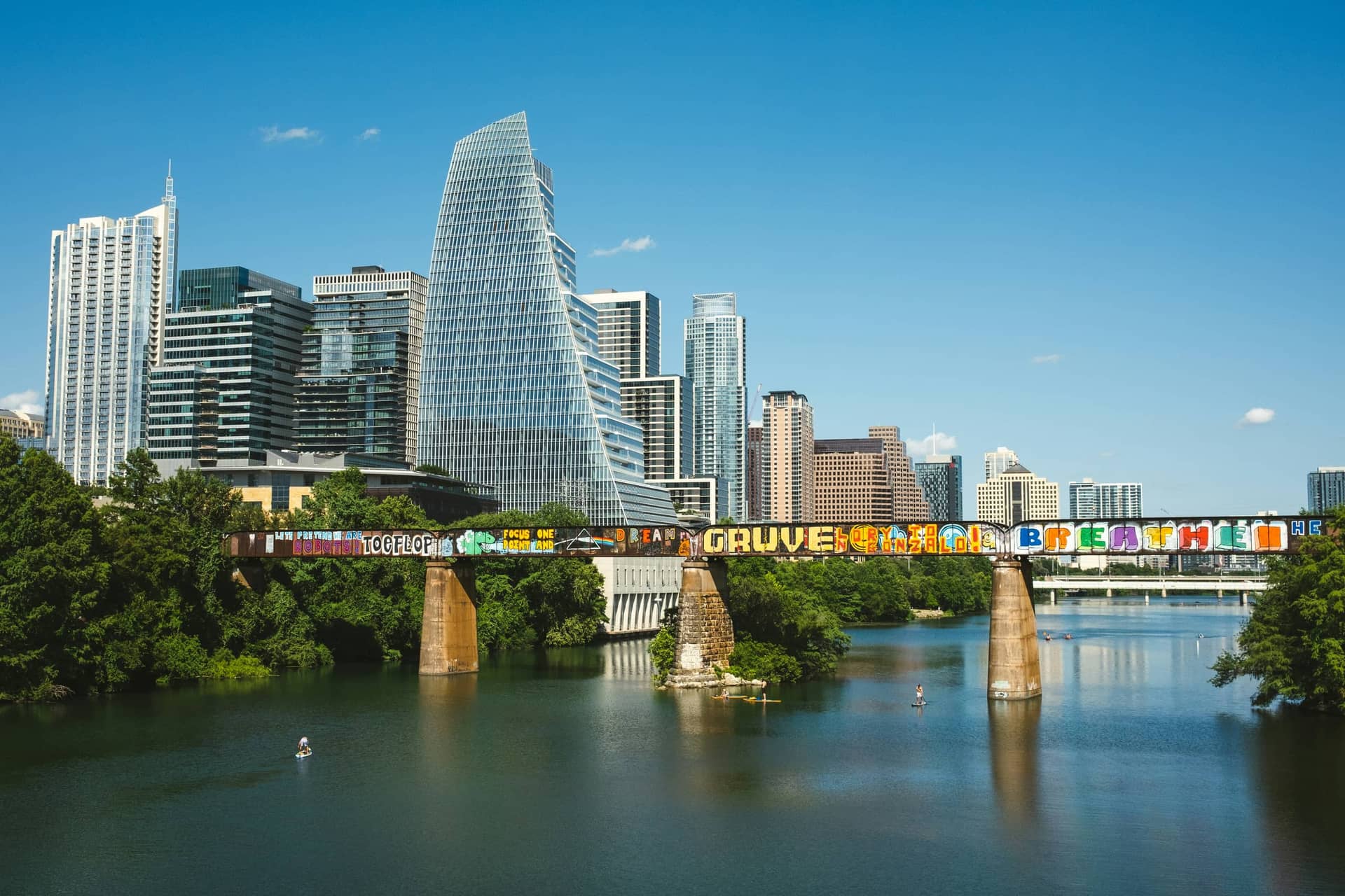 Austin bridge cityscape